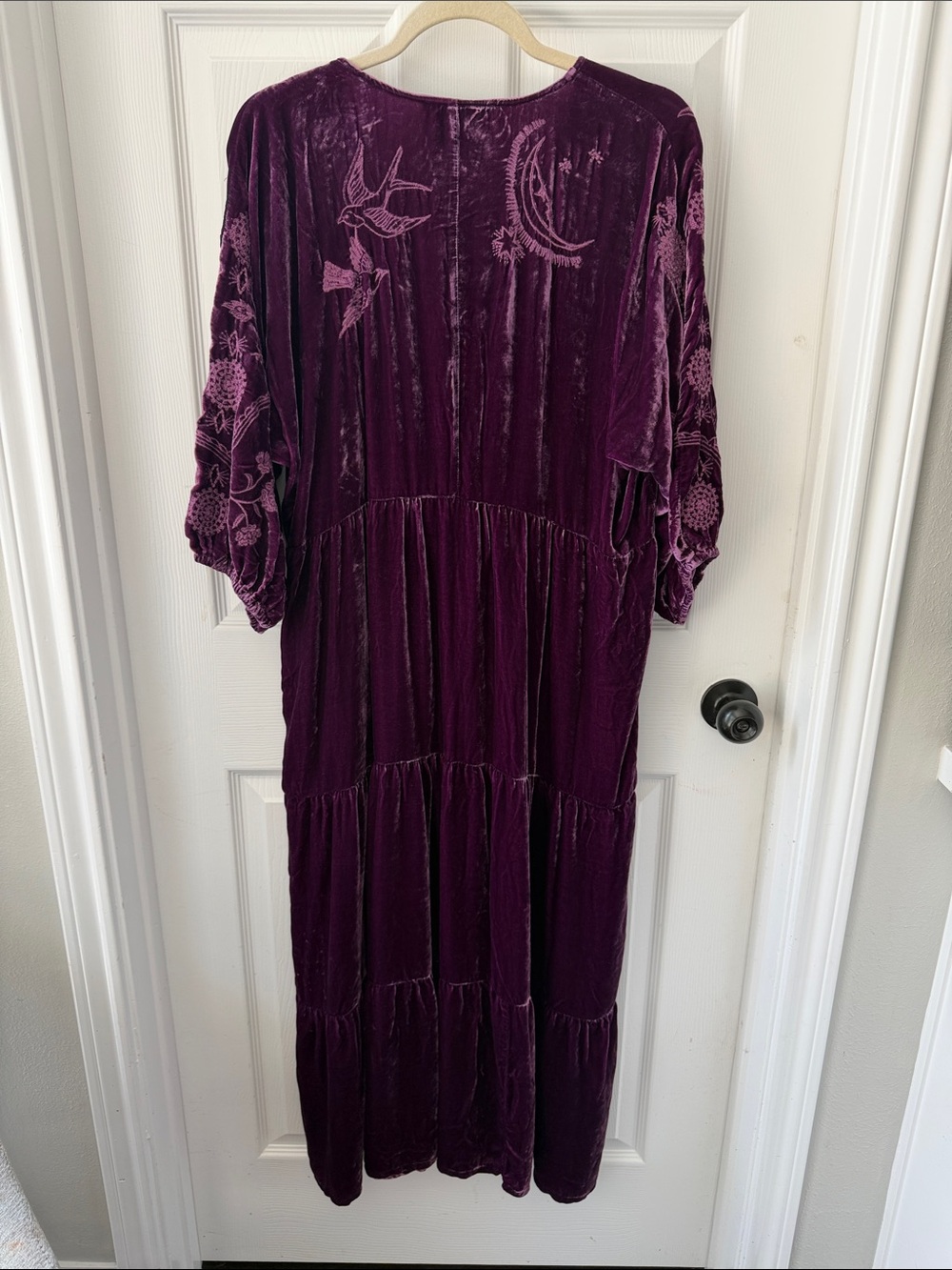 NWT Johnny Was Plum Velvet Embroidered V-Neck Maxi Dress - Picture 6 of 6